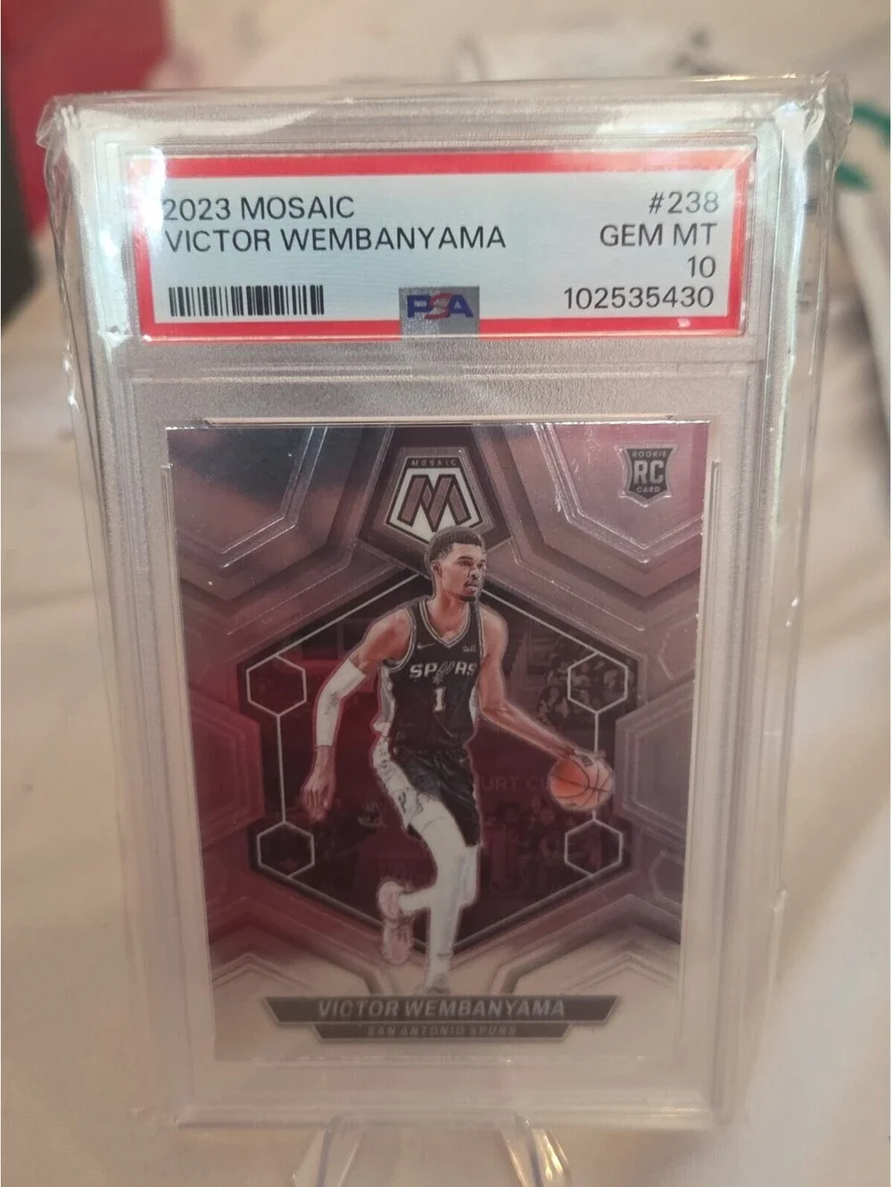 Graded 2023 Panini Mosaic Victor Wembanyama #238 Rookie Basketball Card PSA 10